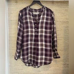 NWOT LOFT Flannel Blouse in Purple Shimmer
